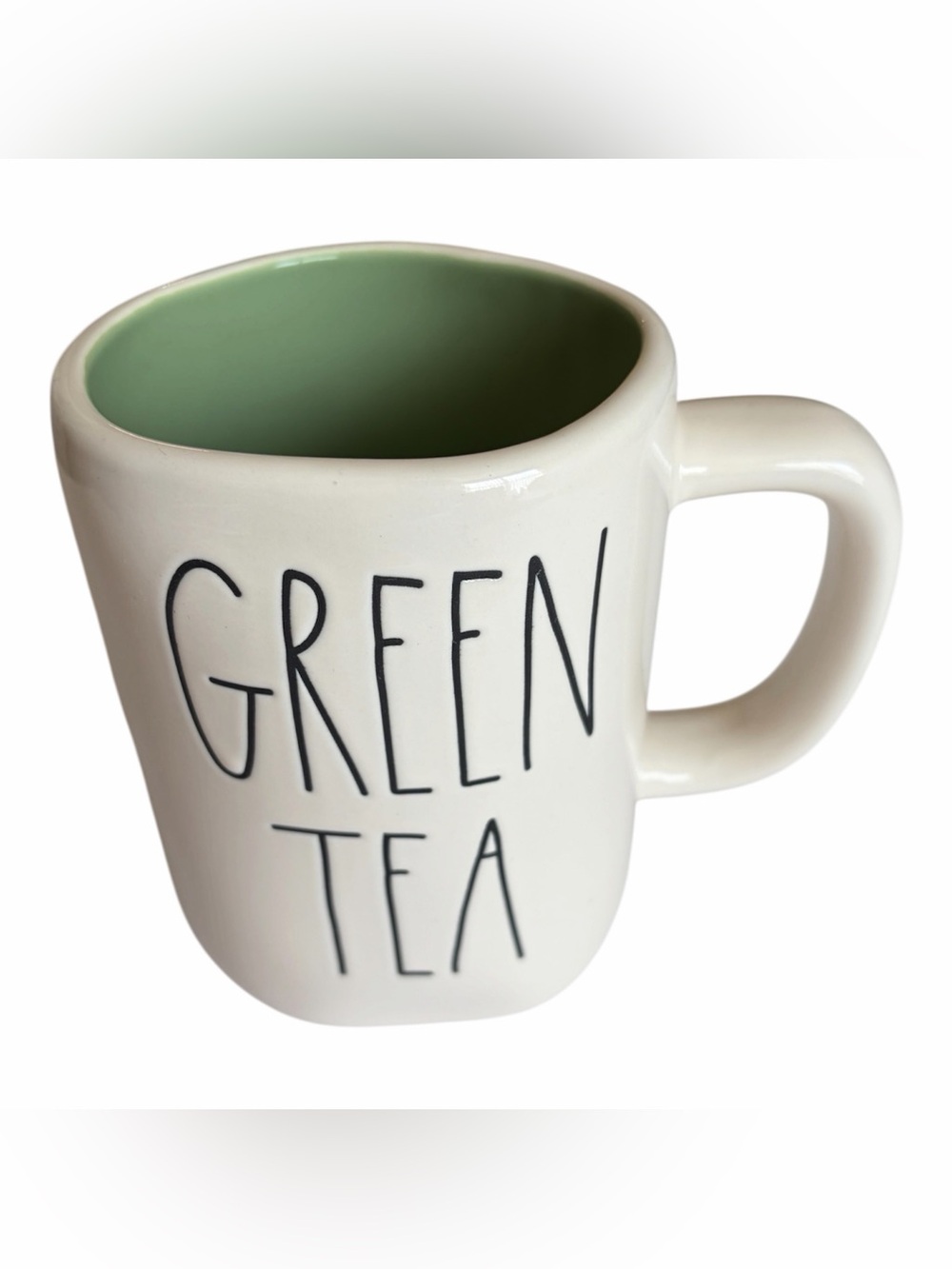 Rae Dunn Green Tea Coffee Mug Cup Artisan Collection by Magenta NEW White